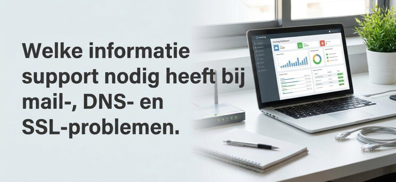 Welke informatie support nodig heeft bij mail-, DNS- en SSL-problemen. Welke informatie support nodig heeft bij mail DNS en SSL problemen
