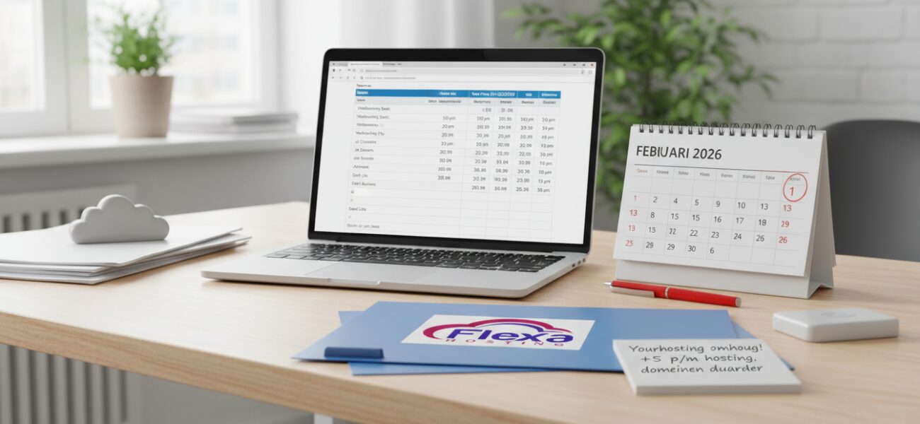 Hosting Yourhosting verhoogt prijzen per 1 februari 2026: hostingpakketten +€5 p/m, domeinen en mailtarieven aangepast