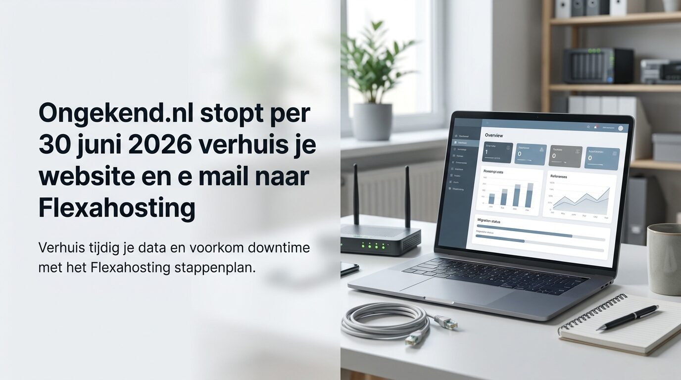 Ongekend.nl stopt per 30 juni 2026 verhuis je website en e mail naar Flexahosting Wat betekent het einde van Ongekend.nl voor jou