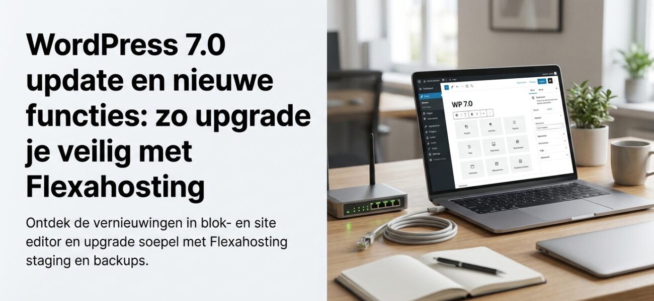 Web-Hosting WordPress 7.0 update en nieuwe functies: zo upgrade je veilig met Flexahosting