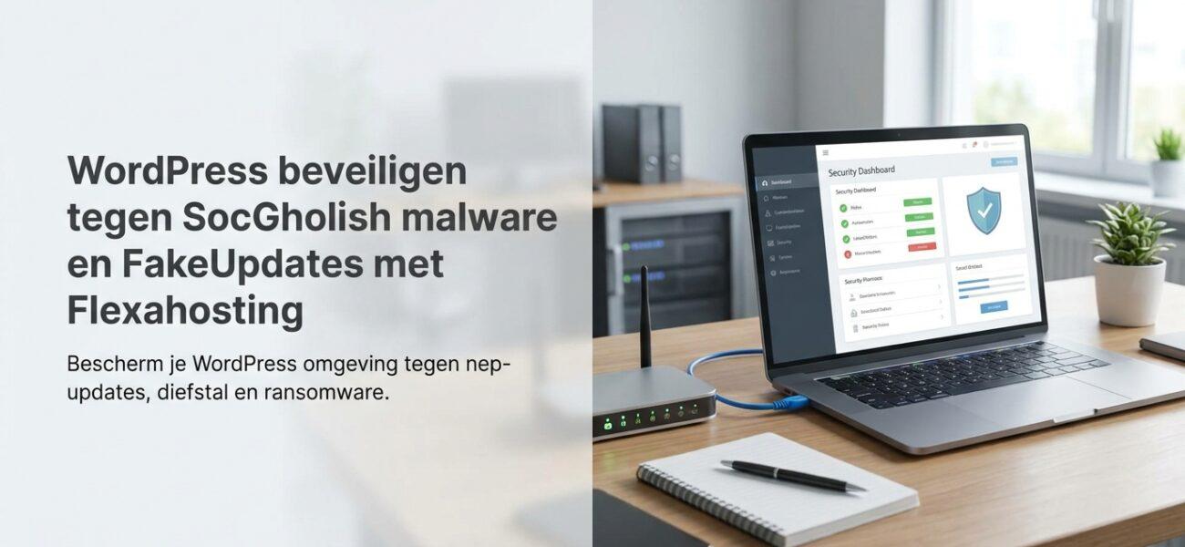 Web-Hosting WordPress beveiligen tegen SocGholish malware en FakeUpdates met Flexahosting