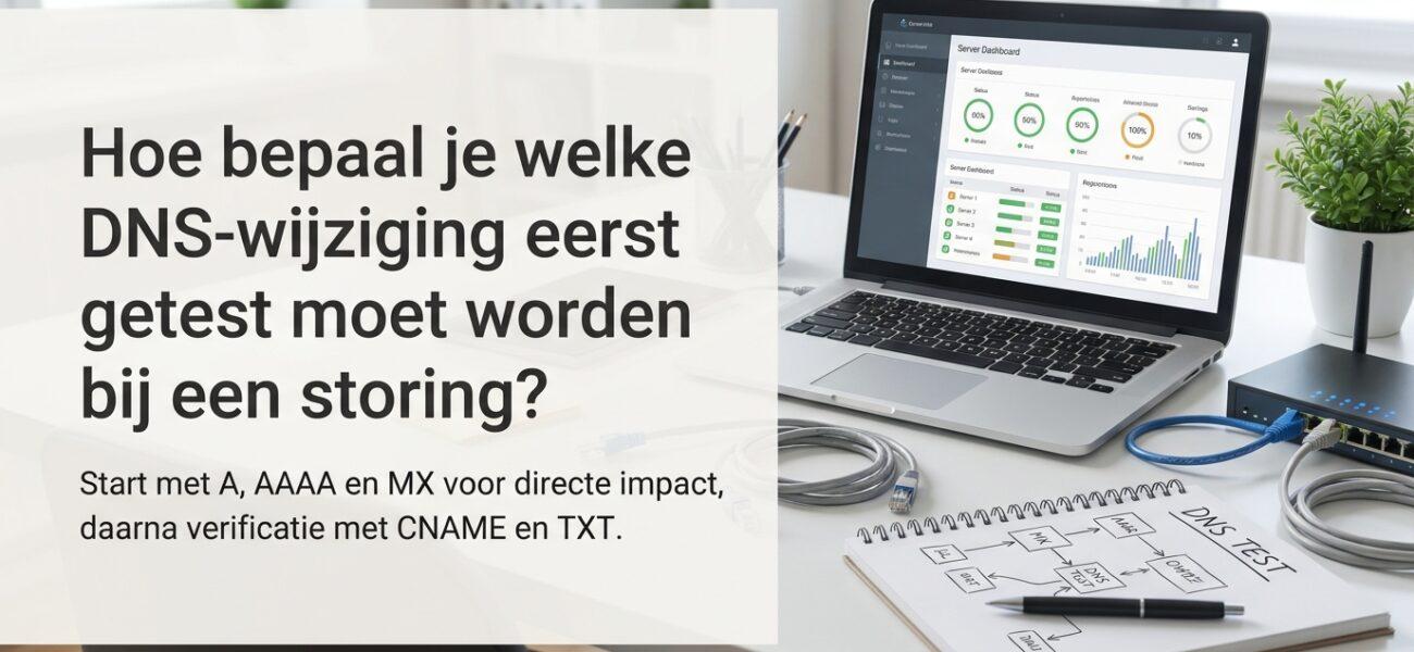 Web-Hosting Hoe bepaal je welke DNS-wijziging eerst getest moet worden bij een storing?