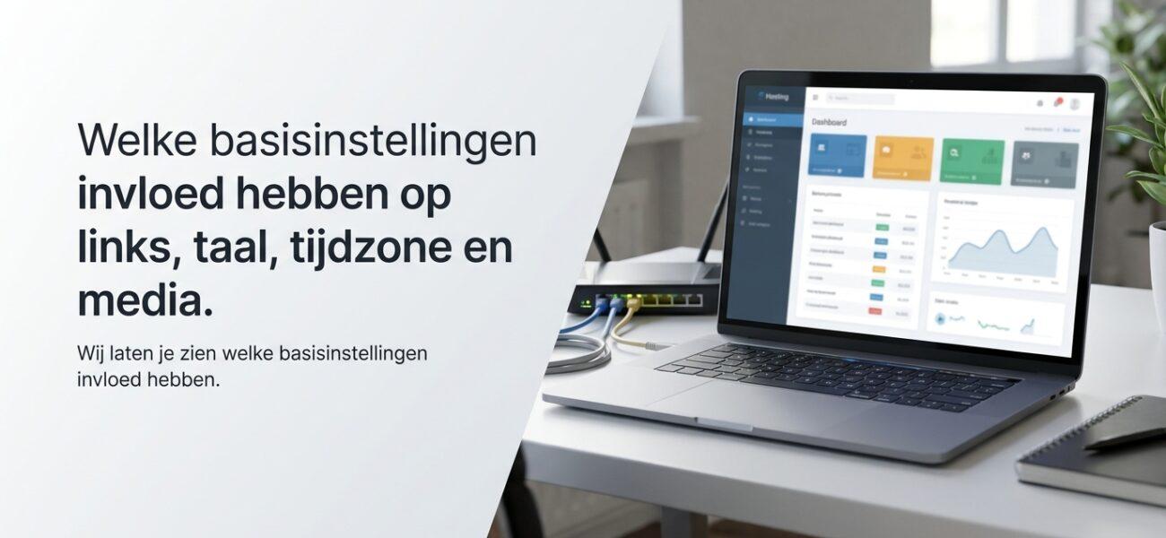 Web-Hosting Welke basisinstellingen invloed hebben op links, taal, tijdzone en media.